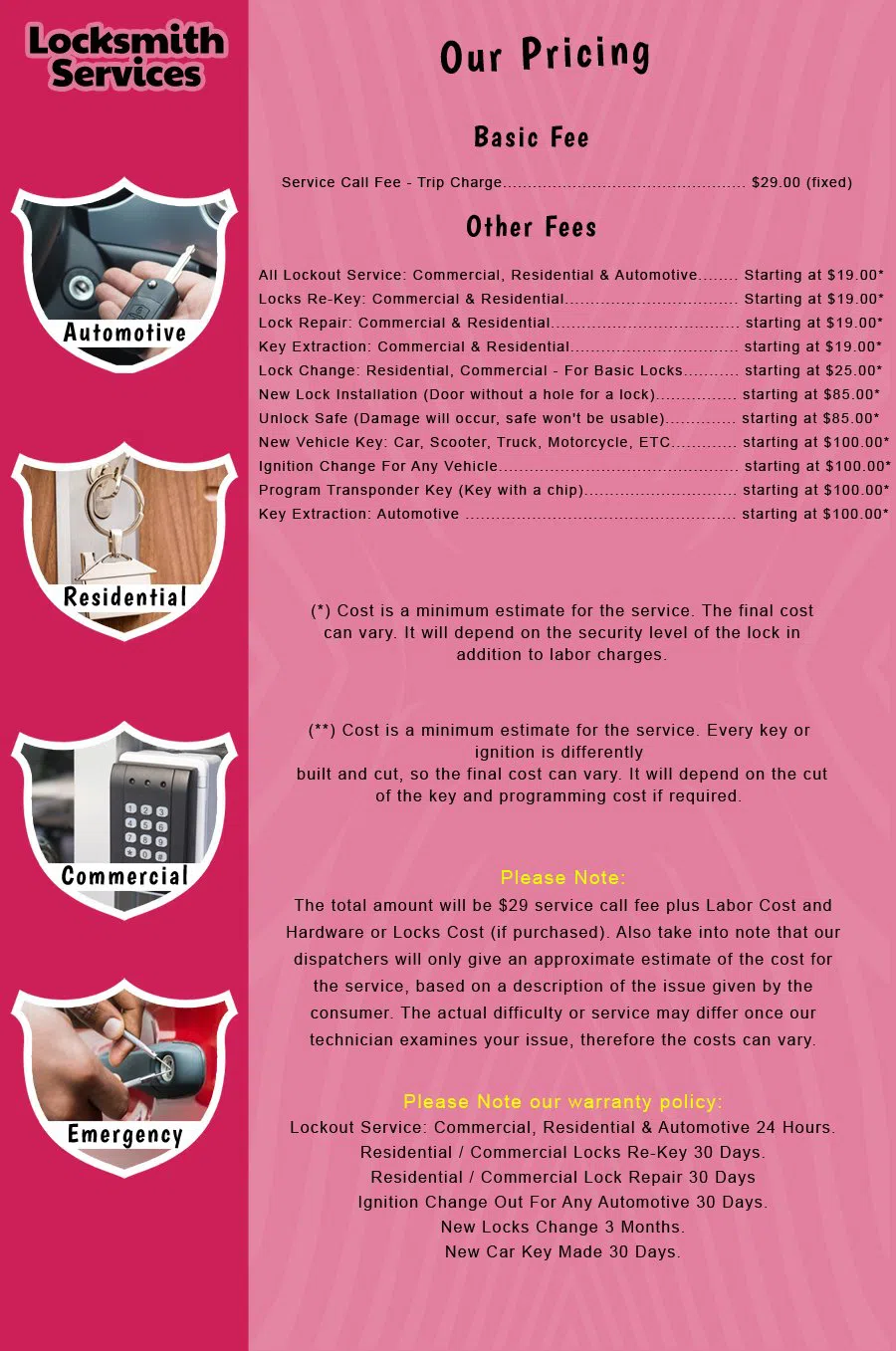 Hasbrouck Heights Locksmith Store Hasbrouck Heights, NJ 201-414-5645 - price-list-c-18